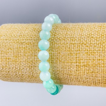 Brățară din larimar natural, mărgele netede pe șnur elastic, diametrul de aproximativ 8 mm, lungime 18 cm (elastic)