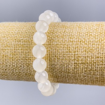 Brățară din belomorit natural, mărgele rotunde netede, diametrul 10 mm ±, lungime 18 cm (elastic)