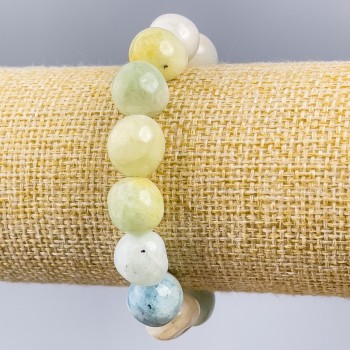 Brățară din Morganit natural, piatră naturală, granulație, asortiment de dimensiuni, diametrul 10×12–13×18 mm ±, lungime 18 cm (elastic)