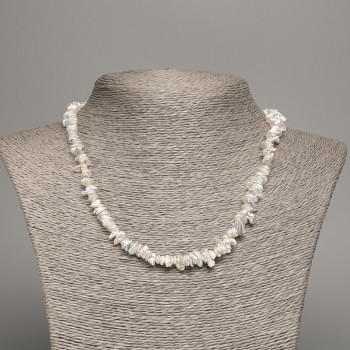 Colier din perle baroce naturale, nuanța „benzină”, granule, diametrul 8×3 mm, lungime 48 cm +