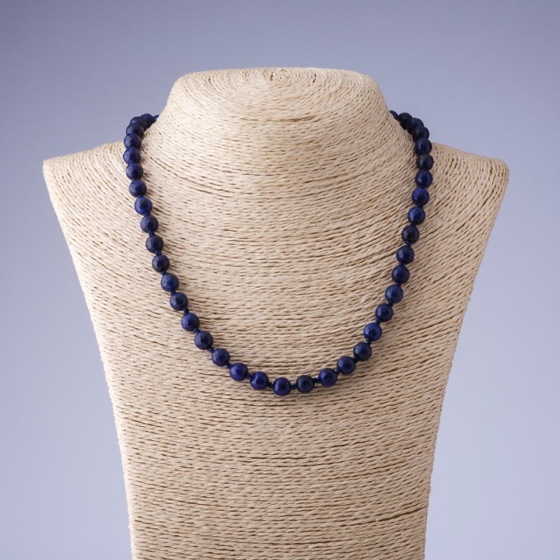 Colier din lazurit natural, mărgele tăiate de 8 mm, lungime 48 cm
