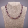 Colier din piatră naturală, ametrin, bile netede, diametru de aproximativ 8 mm, lungime 45 cm