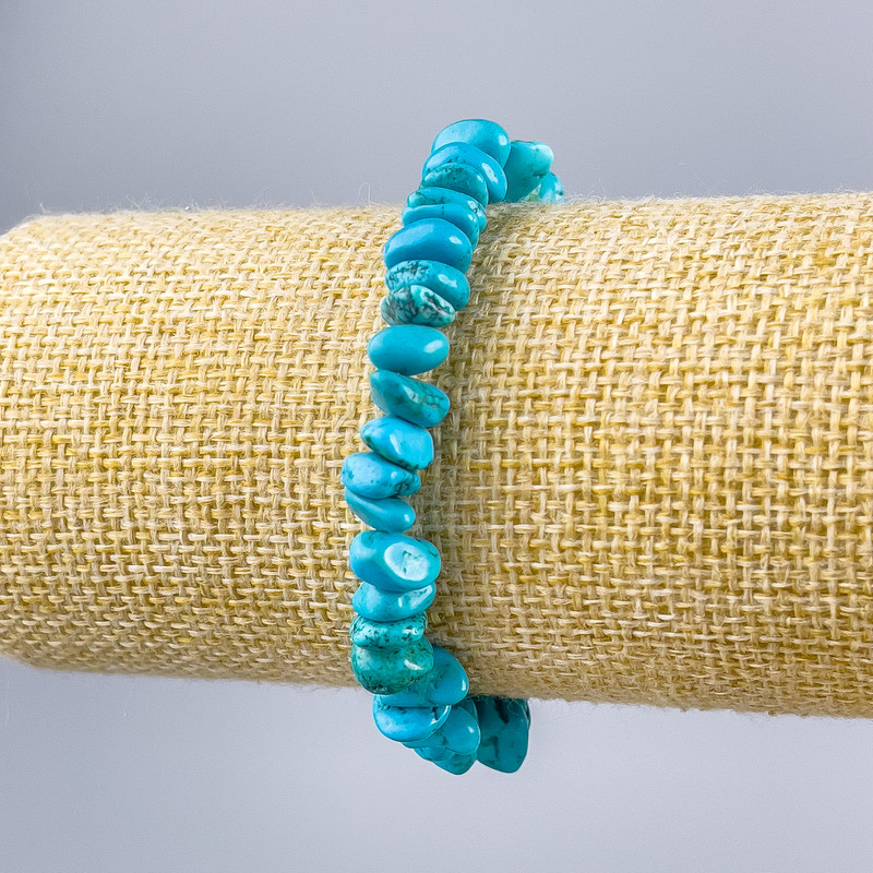 Brățară din turcoaz măcinat, diametrul 8x4 mm, lungime 18 cm (elastică)