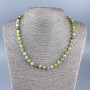 Colier din piatră naturală, opal verde, mărgele netede, diametru 7 mm, lungime 52 cm +