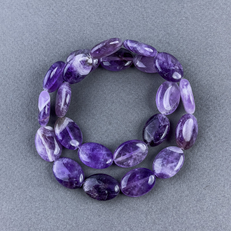 Mărgele din ametist, piatră naturală, formă ovală, dimensiuni 13×18×6 mm, lungime aproximativă 40 cm, pe fir