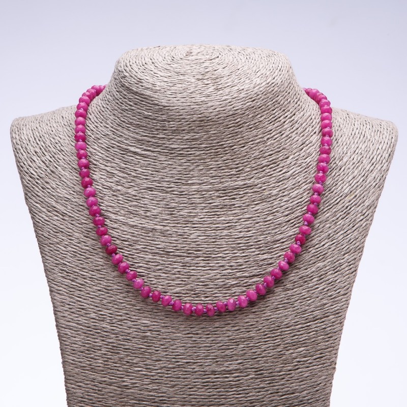 Colier din piatră naturală turmalină (artificial) ronddele facetate, diametrul 6×4 mm, lungime 50 cm