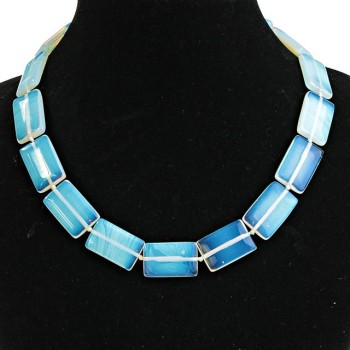 Colier cu piatră lunară dreptunghiulară 18×26 mm, lungime 47 cm