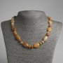 Colier din agată galbenă, mărgele ovale plate de 13×18 mm și rondeluri de 9×5 mm, lungime 45 cm ±