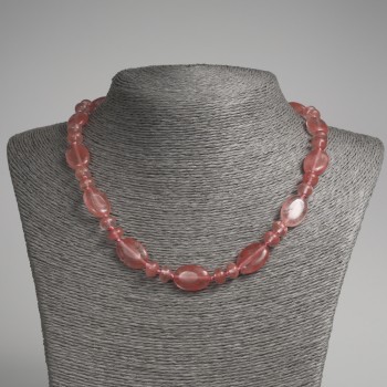 Colier din piatră naturală de turmalină, oval plat, diametrul 13×18 mm +-, rondel de 9×5 mm +-, lungime 45 cm