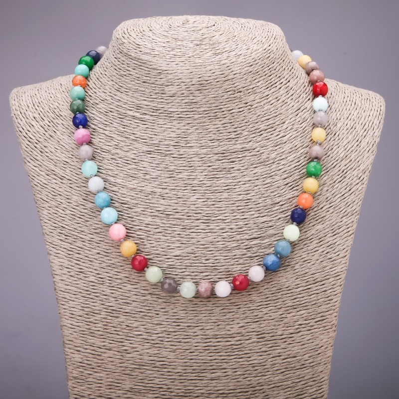 Colier asortiment (artizanal) mărgele fațetate, diametrul 8 mm, lungime 45 cm