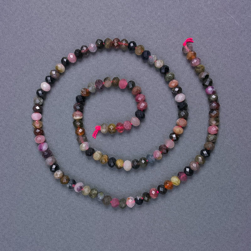 Mărgele din turmalin, piatră naturală, tăiate în rondel, diametrul 5×3,5 mm, pe fir, lungime 39 cm+