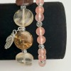 Set de brățări din calcedon, cu bile netede de 6,5 mm, cerc de 15 mm, pe elastic, lungime 18 cm+