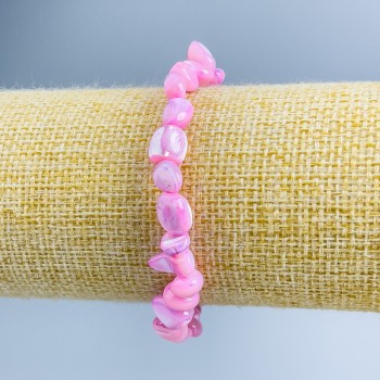 Brățară din sidef violet, cu fațetare, diametrul 8x6 mm, lungime 18 cm (elastică)