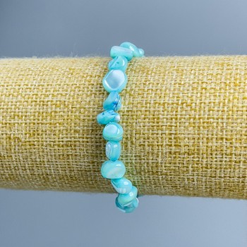 Браслет Перламутр блакитний галтівка, діаметр 8х6мм+-, довжина 18см (стрейч)