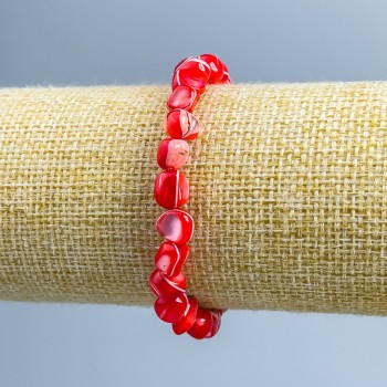 Brățară din sidef roșu, mărgele tubulare de 8x6 mm, lungime 18 cm (elastic)