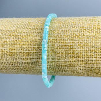 Brățară din sidef nuanțat albastru, discuri de 4×2 mm, lungime 18 cm (elastică)