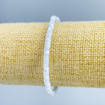 Brățară din sidef tonat, albastru deschis, discuri, diametrul 4×2 mm, lungime 18 cm (elastic)