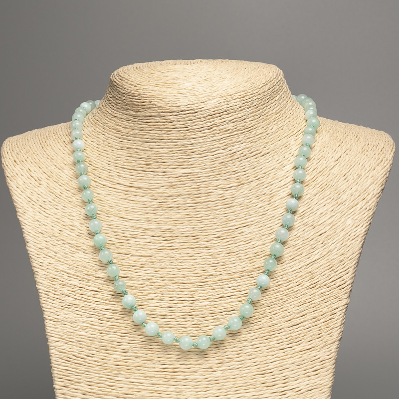 Colier din piatră naturală Larimar, mărgele netede, diametrul 6,5 mm, lungime 51 cm +
