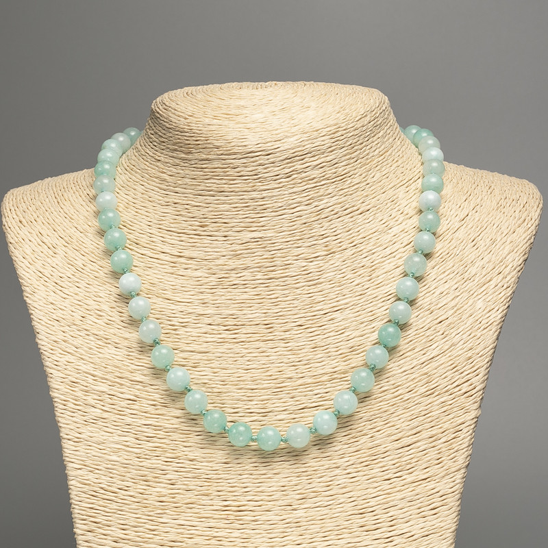 Colier din piatră naturală Larimar, bile netede, diametrul 8 mm, lungime 51 cm