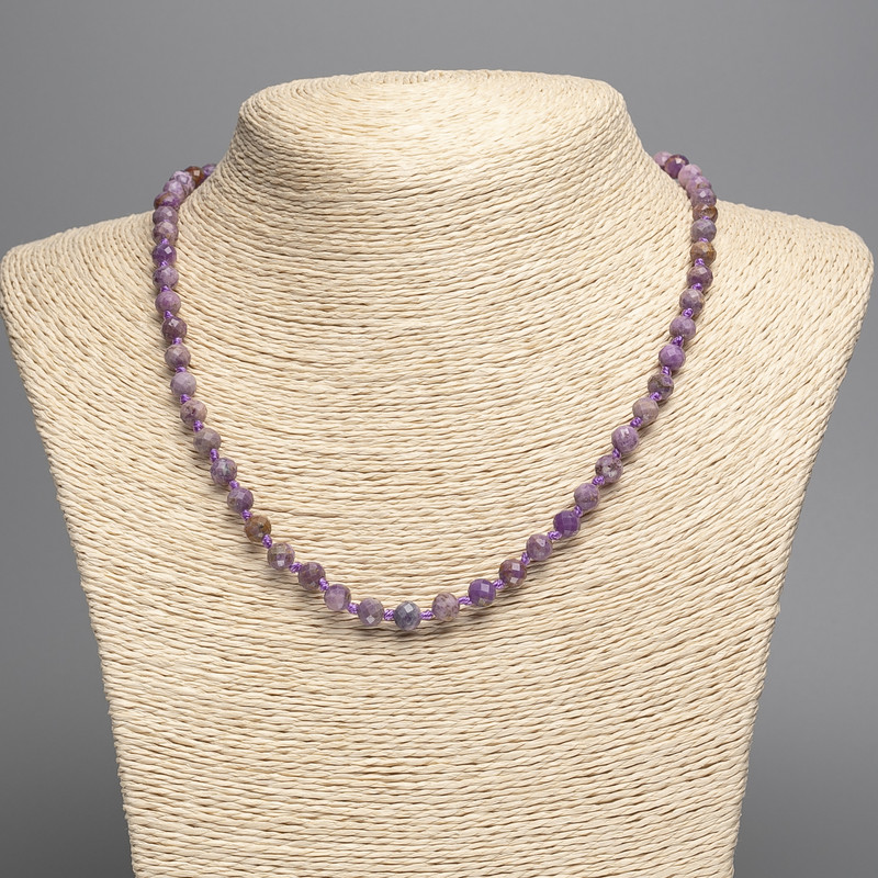 Colier din fosfosiderit natural, mărgele tăiate facetate, diametrul 6 mm, lungime 48 cm +