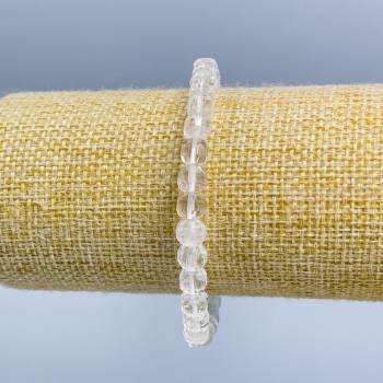 Brățară din cristal de munte, piatră naturală, cub facetat, diametru 6×6 mm, lungime 18 cm (elastic)