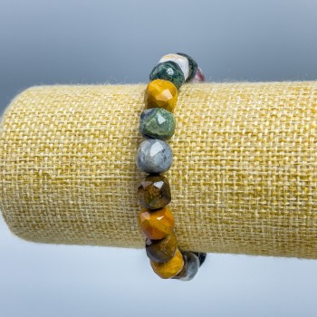 Brățară din jasper, cuburi fațetate, dimensiune cub 9×9 mm, lungime 18 cm (elastic)