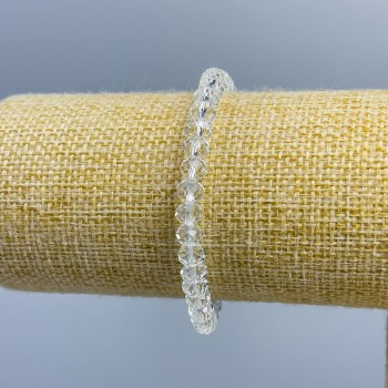 Brățară din cristal ceh, alb, transparent, rondel tăiat, diametrul 6x5 mm, lungime 18 cm (elastic)