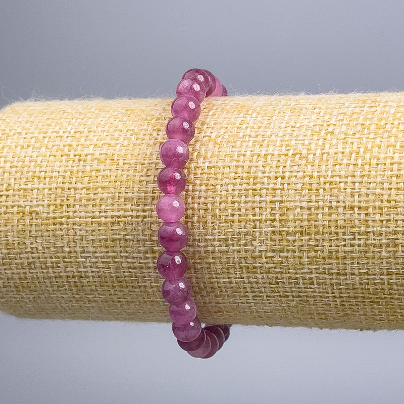 Brățară din rubelit de turmalin, piatră naturală, bile netede, diametru 6,5 mm, lungime 18 cm (elastic)