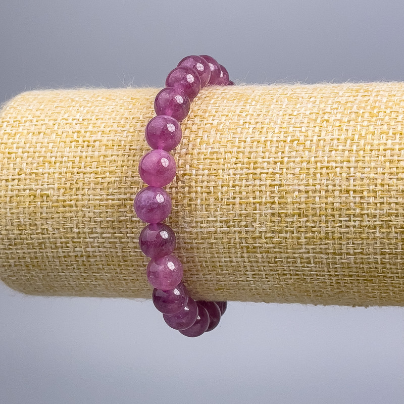 Brățară cu rubelit turmalin – piatră naturală, mărgele netede, diametrul 8,5 mm, lungime 18 cm (elastic)