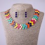Set colier-guler și cercei cu email multicolor, lungime 45–50 cm