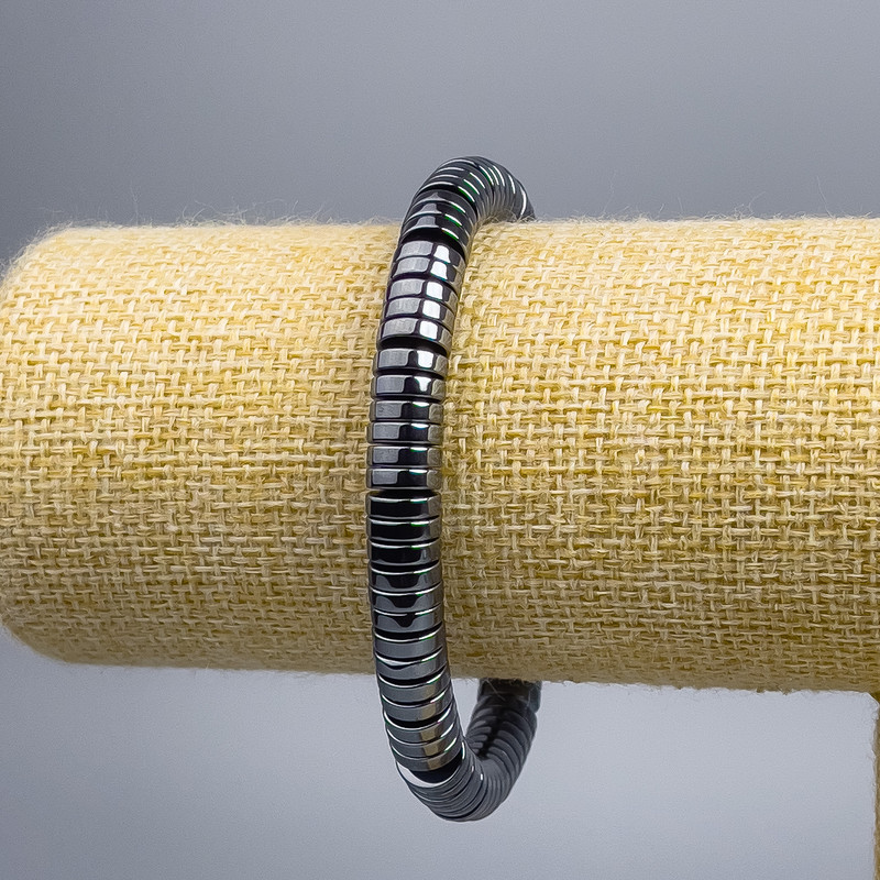 Brățară din hematit disc, 8x2 mm, 18 cm (elastic)