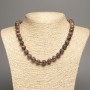 Colier din jasper leopard (acrilic sintetic) cu mărgele netede, diametrul de 10 mm, lungime 49 cm