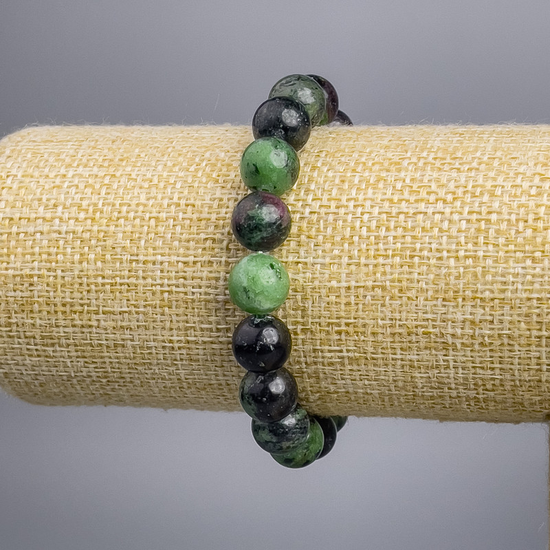 Brățară din zoizit natural, mărgele netede, diametrul de aproximativ 10 mm, lungime 18 cm, pe bază elastică