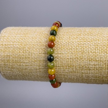 Brățară din jasper multicolor, mărgele netede rotunde, diametrul 6± mm, lungime 18 cm, elastică