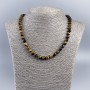 Colier din piatră naturală ochi de tigru, cuburi tăiate, diametrul aproximativ 7 mm, lungime 48 cm