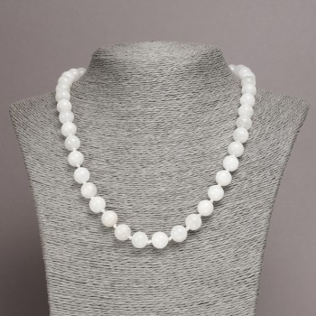 Colier din piatră naturală Adular, mărgele netede, diametrul 10 mm ±, lungime 45 cm ±