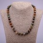 Colier din piatră naturală jasper, mărgele netede, diametrul aproximativ de 10 mm, lungime 45 cm