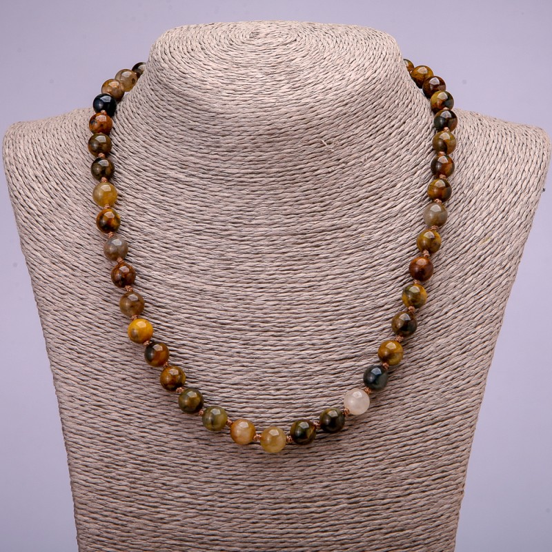 Colier din petersit natural cu bile netede, diametrul de 8 mm (±), lungime 45 cm
