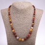 Colier din jasper Mokait, mărgele netede, diametre 6–8–10 mm, lungime 48 cm