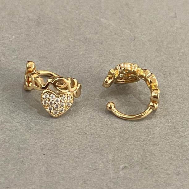 Kaf Xuping Placare cu aur 18K, strasuri albe, «Iubire» 10x8mm +