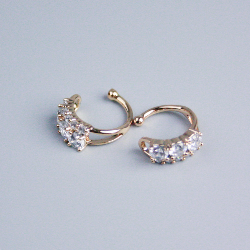 Kaf Xuping placare cu aur 18K, cristale albe, 12x4 mm +