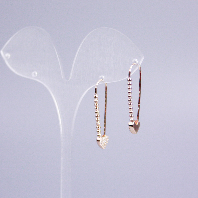 Cercei Xuping placare cu aur 18K cu cristale albe în formă de inimă 30×8 mm