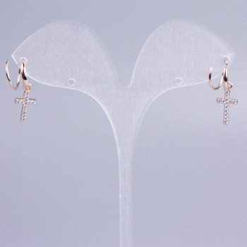 Kaf Xuping placare cu aur 18K, cristale albe, cruciuliță, lungime 20 mm +