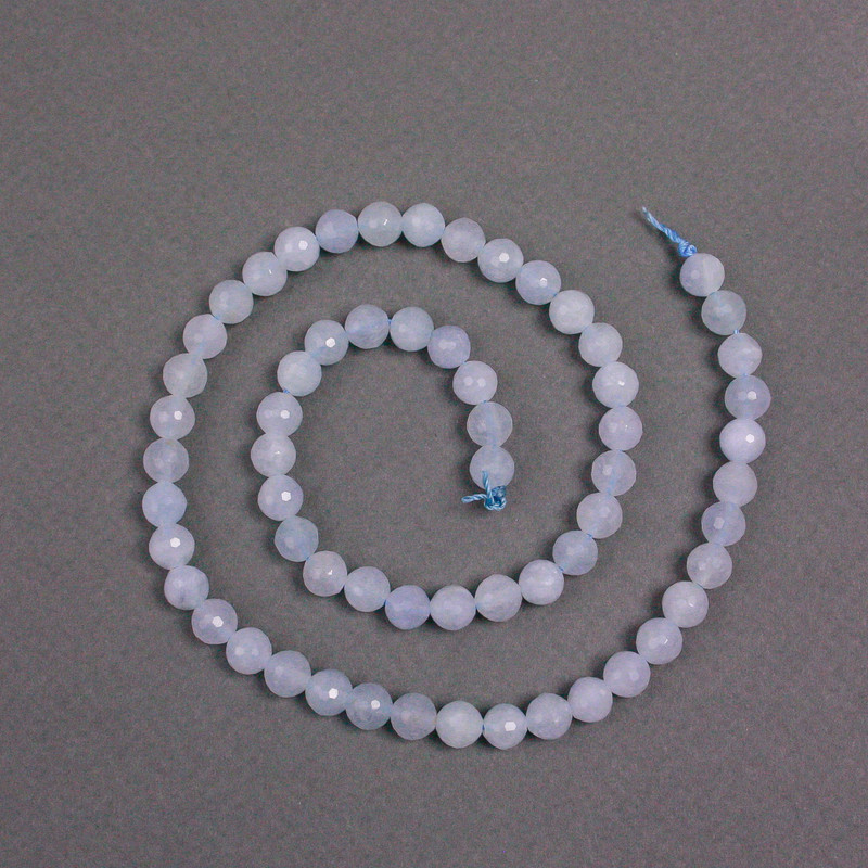 Mărgele pe șnur din acvamarin, piatră naturală, bilă tăiată cu fațete, diametrul de 6,5 mm, lungime aproximativă de 38 cm