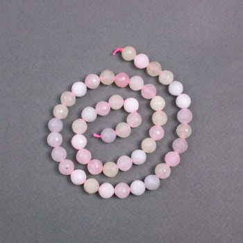 Mărgele pe șnur din Morganit, piatră naturală, fațetate, 8 mm, lungime 38 cm ±
