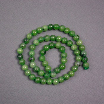 Mărgele pe șnur din jadeit canadian, piatră naturală, bilă netedă, diametrul 6,5 mm, lungimea 38 cm