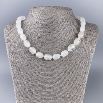 Colier din cristal de munte, mărgele baril, diametru 14x10 mm, lungime 47 cm