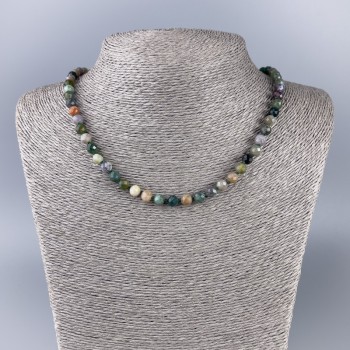 Colier din jasper, piatră naturală, mărgele granulate, diametru aproximativ 6 mm, lungime 50 cm