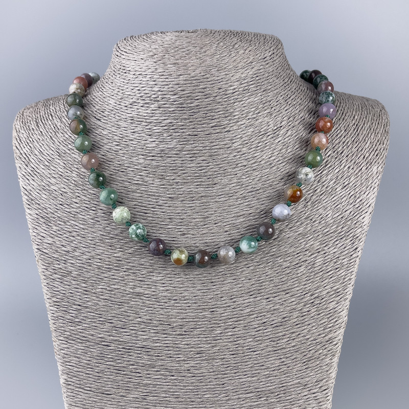 Colier din jasper, piatră naturală, mărgele netede, diametru aproximativ 8,5 mm, lungime 52 cm