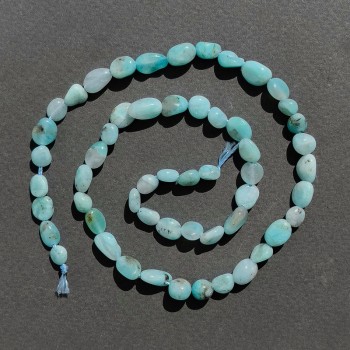 Mărgele din larimar natural, tăiate facetat, diametrul 6x8 mm, lungime aproximativă 41 cm, pe fir